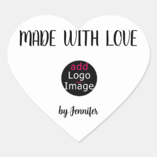Made With Love Stylish Professional Custom Logo  Heart Sticker