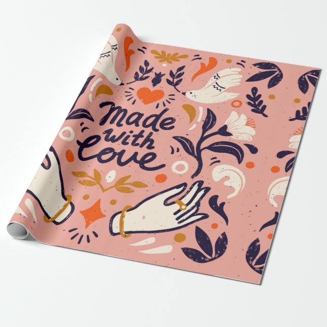 Made with love symmetriccomposition - vintage elem wrapping paper (Unrolled)