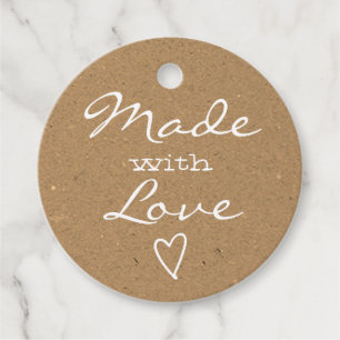 Made with Love Tag Heart Brown Rustic Kraft Paper