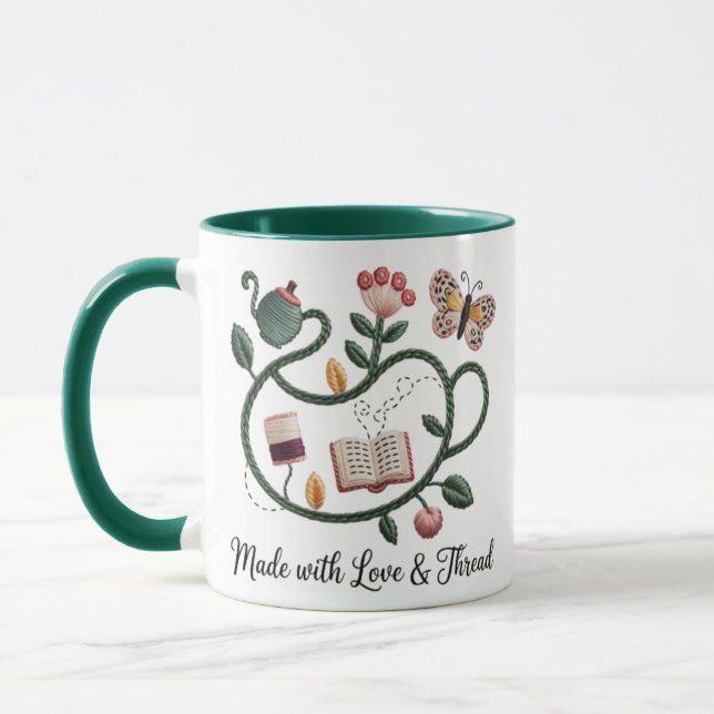 Made with Love & Thread: A Cozy Stitch Tale Mug (Left)