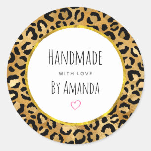 Made with Love Wild & Exotic Leopard Print Pattern Classic Round Sticker