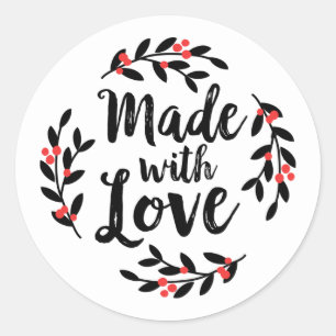 Made With Love Wreath Classic Round Sticker
