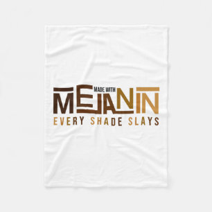 Made With Melanin Black Girl Magic Afro Beauty Bla Fleece Blanket