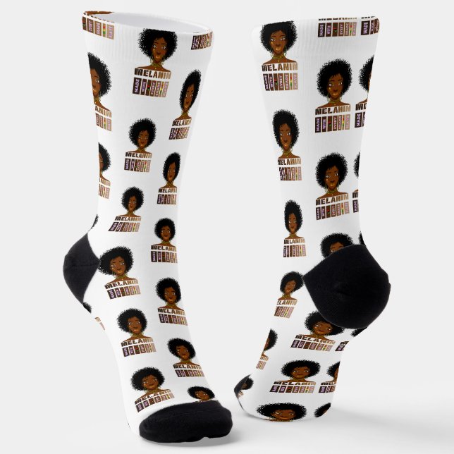 Made With Melanin Every Shade Slays Socks (Angled)