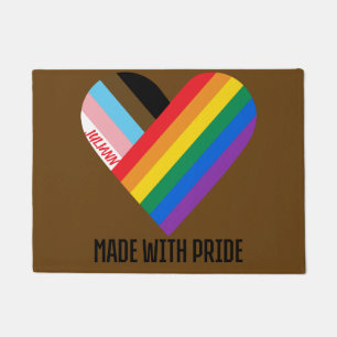 Made With Pride Rainbow Heart Custom Modern  Doormat