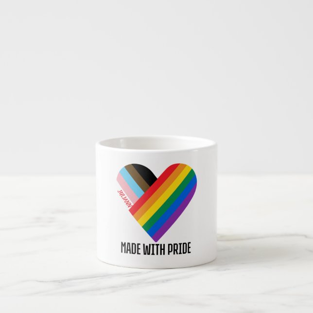 Made With Pride Rainbow Heart Custom Modern  Espresso Cup (Front)
