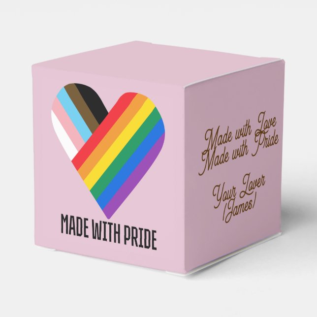 Made With Pride Rainbow Heart Custom Modern  Favor Box (Back Side)