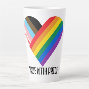 Made With Pride Rainbow Heart Custom Modern  Latte Mug
