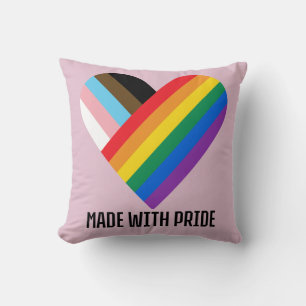 Made With Pride Rainbow Heart Minimal Modern Throw Pillow