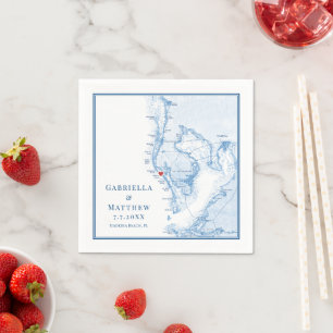 Madeira Beach Florida Map Elegant Wedding Napkin