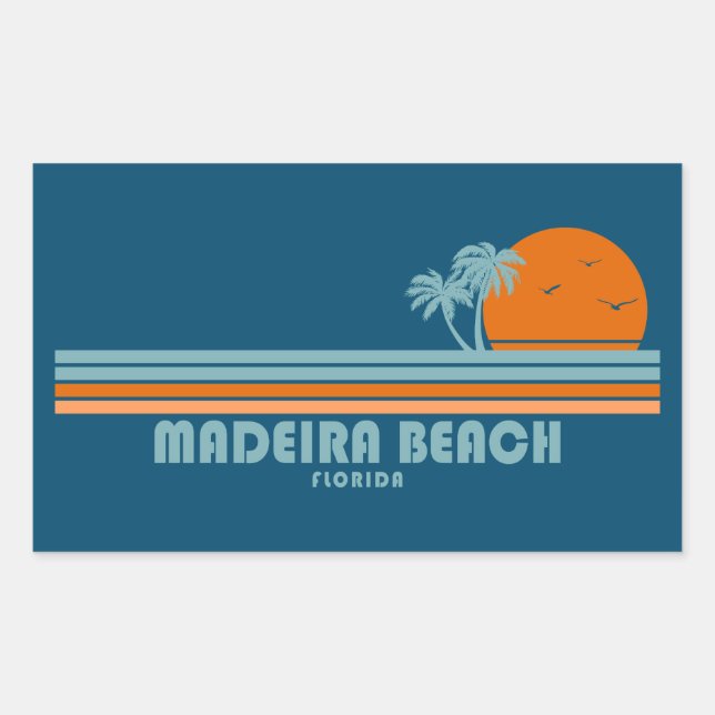 Madeira Beach Florida Sun Palm Trees Sticker (Front)