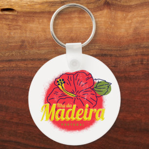 Madeira Hibiscus Flower Island Portugal Souvenir Keychain