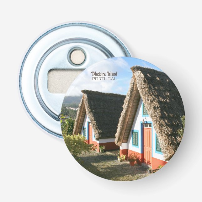 Madeira Island photo with Typical Houses, Portugal Bottle Opener (Front)