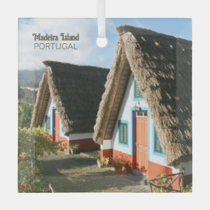 Madeira Island photo with Typical Houses, Portugal Glass Ornament