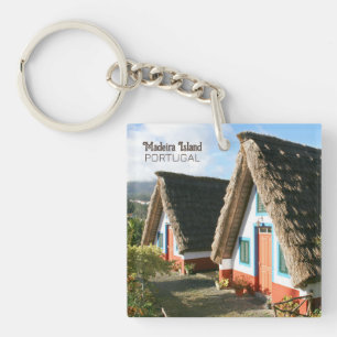 Madeira Island photo with Typical Houses, Portugal Keychain