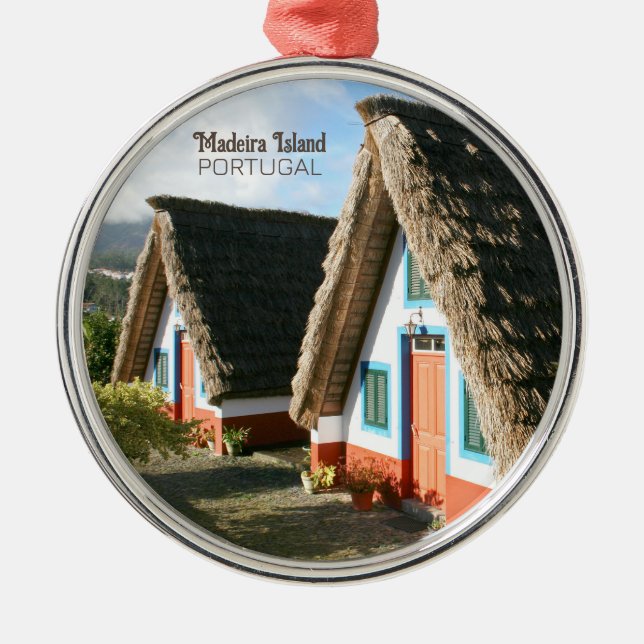 Madeira Island photo with Typical Houses, Portugal Metal Ornament (Front)