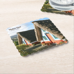 Madeira Island photo with Typical Houses, Portugal Paper Coaster
