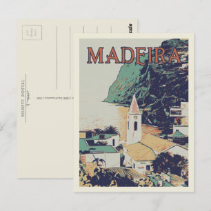 Madeira landscape illustration Portugal Postcard