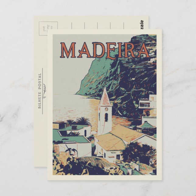 Madeira landscape illustration Portugal Postcard (Front/Back)