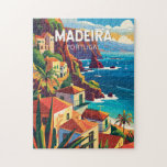 Madeira Portugal Travel Art Vintage Jigsaw Puzzle<br><div class="desc">Madeira retro vector travel design. Madeira,  an autonomous region of Portugal,  is an archipelago comprising 4 islands off the northwest coast of Africa. It is known for its namesake wine and warm,  subtropical climate.</div>