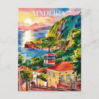Madeira Portugal Watercolor Painting Postcard