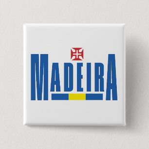 Madeira Text and Flag Colours 2 Inch Square Button