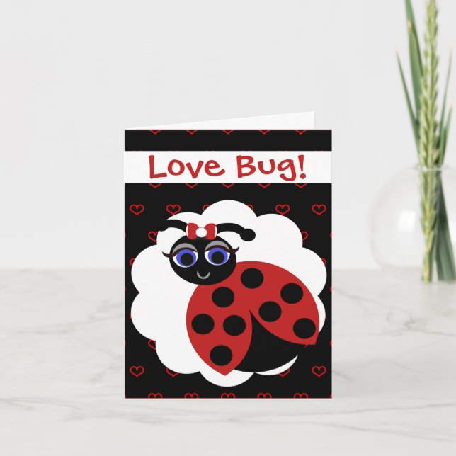 Madeleine Toon LadyBug Red & Black with Hearts Card (Front)