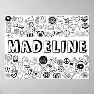 'MADELINE' Colour-it-Yourself Outline Design Poster