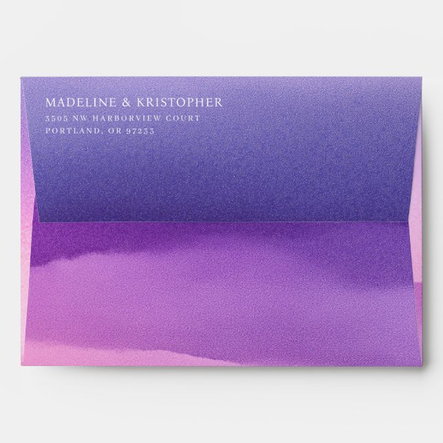 MADELINE & KRISTOPHER Elegant Purple Gradient Envelope (Back (Top Flap))