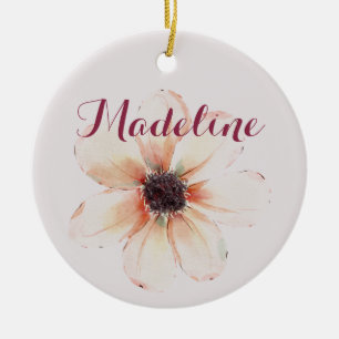 Madeline Name Baby Girl Christmas Custom Flower  Ceramic Ornament
