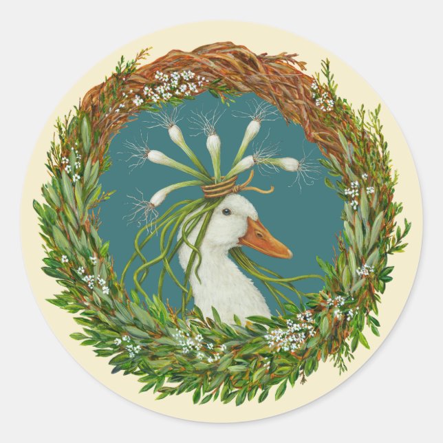 Madeline the duck in wreath stickers (Front)