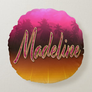 Madeline Vorname Name golden pink Kissen Round Pillow