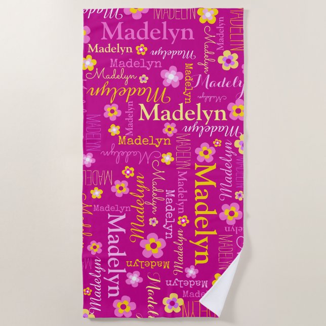 Madelyn flowers name beach towel (Front)