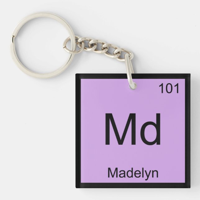 Madelyn Name Chemistry Element Periodic Table Keychain (Front)