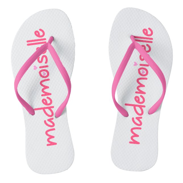 Mademoiselle Fun Typography French Quote Flipflops (Footbed)