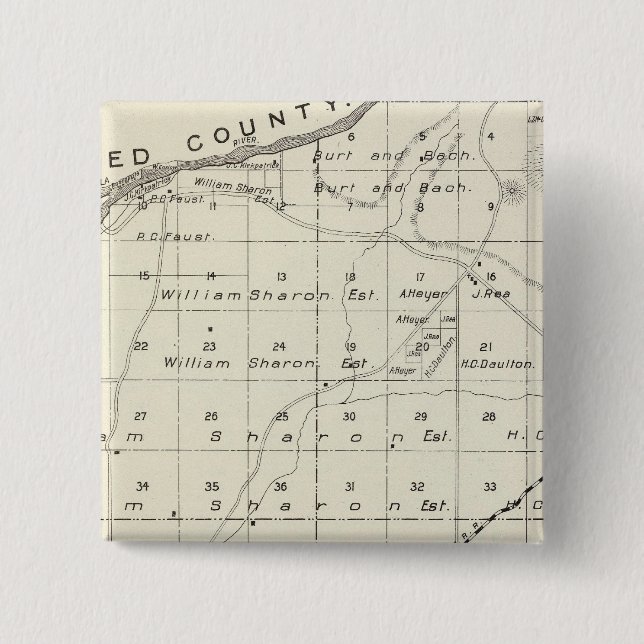 Madera County, California 5 2 Inch Square Button (Front)