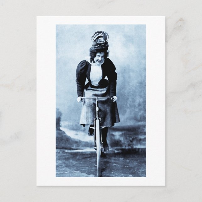 Madge Lessing on Bike - Vintage 1902 - CYan Postcard (Front)
