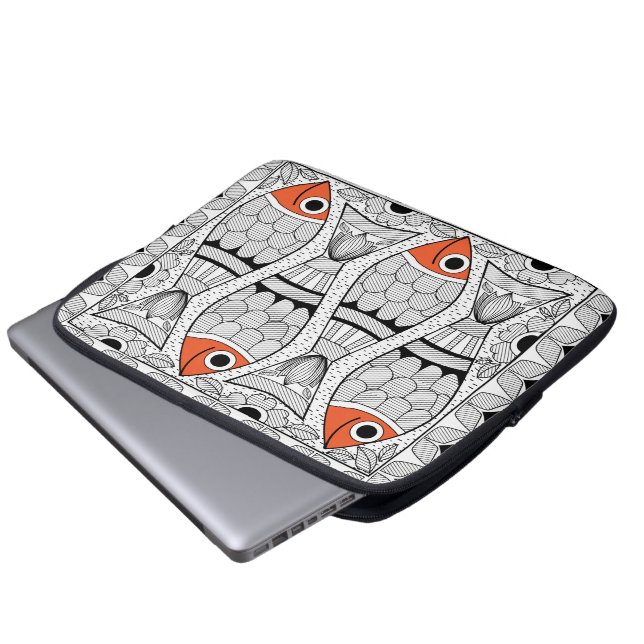 Madhubani 4 fish laptop sleeve (Front Bottom)
