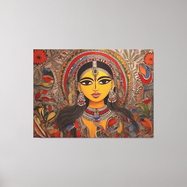 Madhubani Canvas: Timeless Artistry on Stretched P Canvas Print (Front)