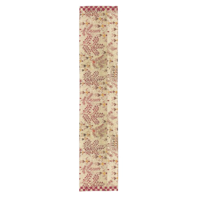 Madhubani style print on silk texture short table runner (Front)