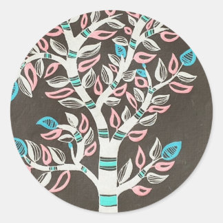 Madhubani tree classic round sticker