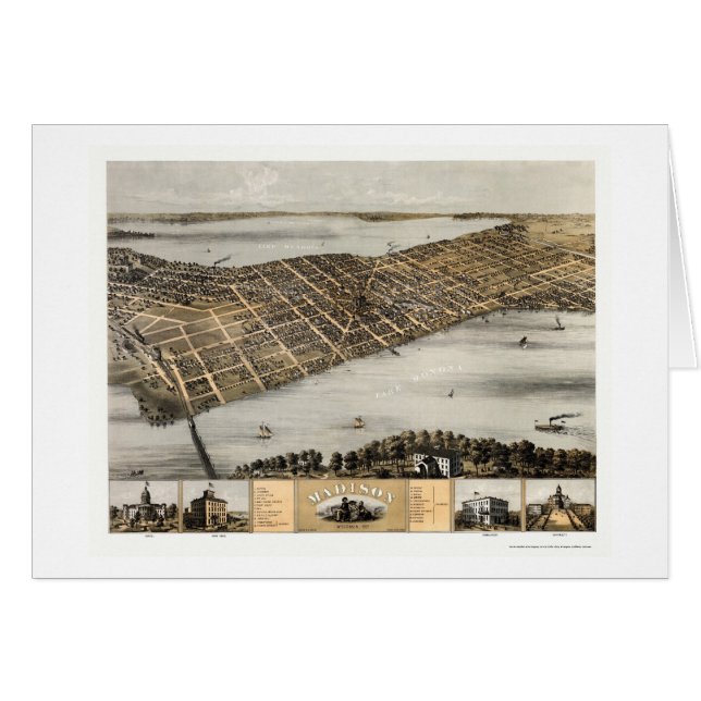 Madison, carte panoramique de WI - 1867 (Devant horizontal)