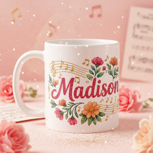 Madison Floral Music Lover Glitter Mug