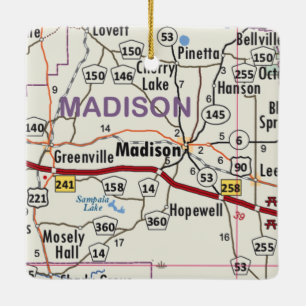 Madison Florida Map Ceramic Ornament