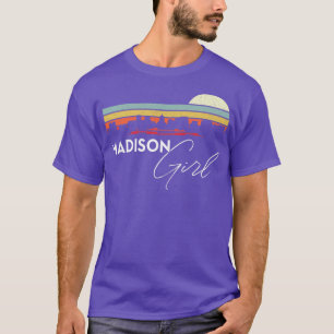Madison Girl Retro Sunset City Skyline Souvenir T-Shirt