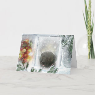 Madison la carte de Noël noire de Labrador