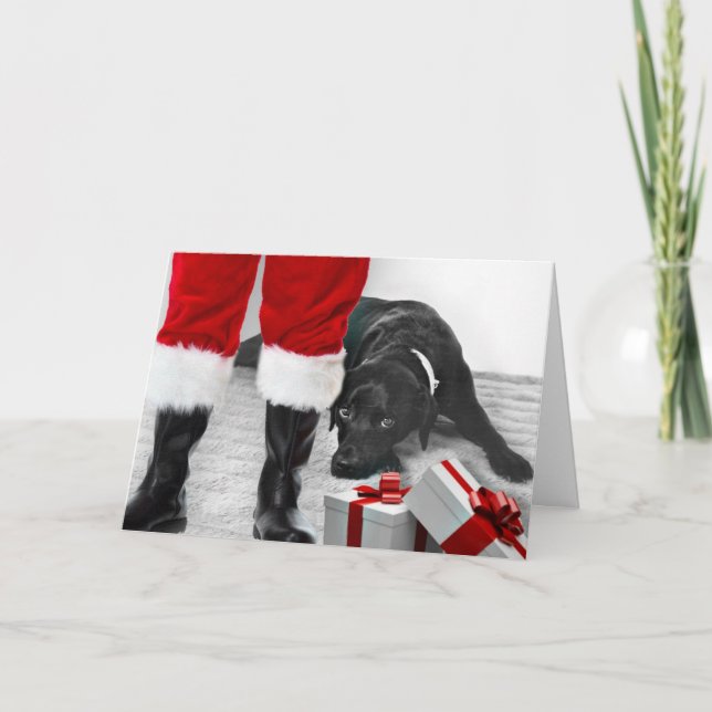 Madison la carte de Noël noire de Labrador (Devant)