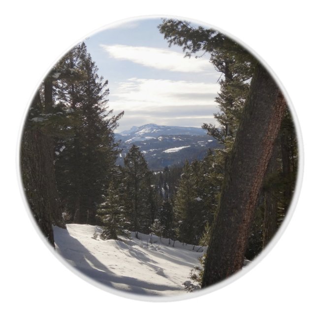 Madison Mountains in Winter in Montana Ceramic Knob (Front)