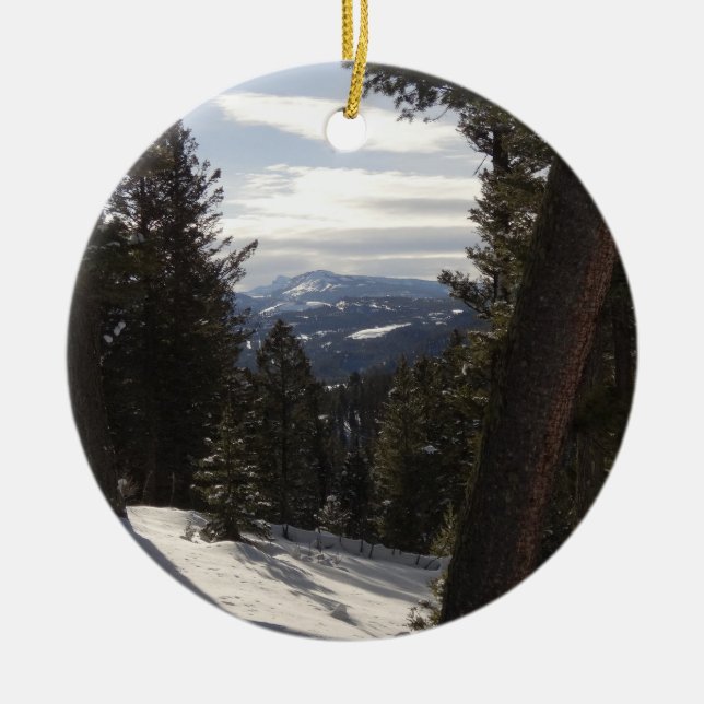Madison Mountains in Winter in Montana Ceramic Ornament (Front)