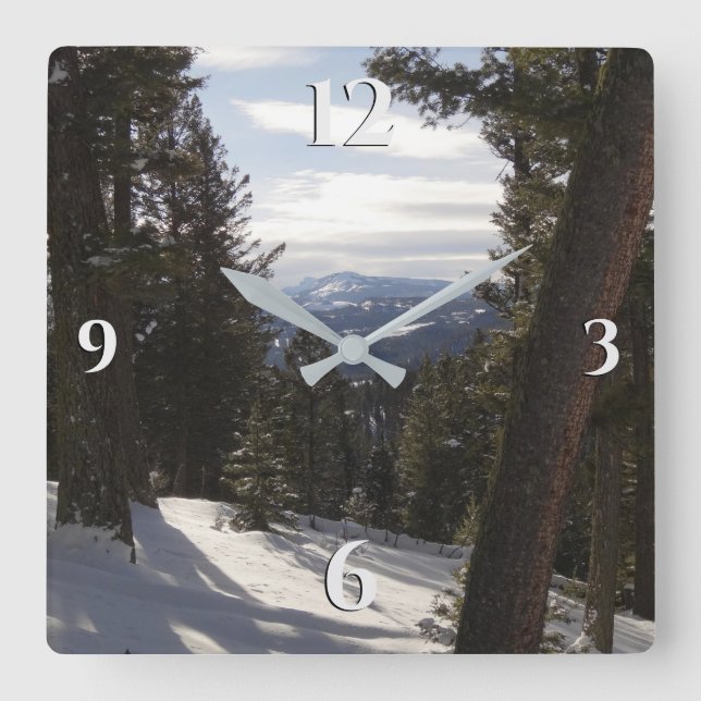 Madison Mountains in Winter in Montana Square Wall Clock (Front)